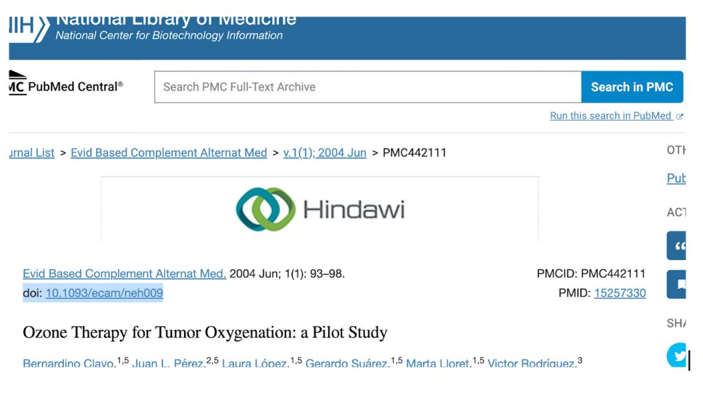 Ozone therapy for tumor oxygenation: A study. Dr. Clavo B